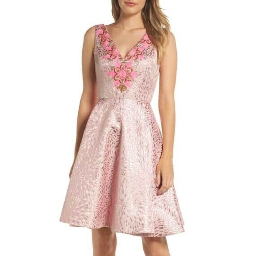 Lilly Pulitzer Elaine Fit & Flare Pink Tropics Sz0